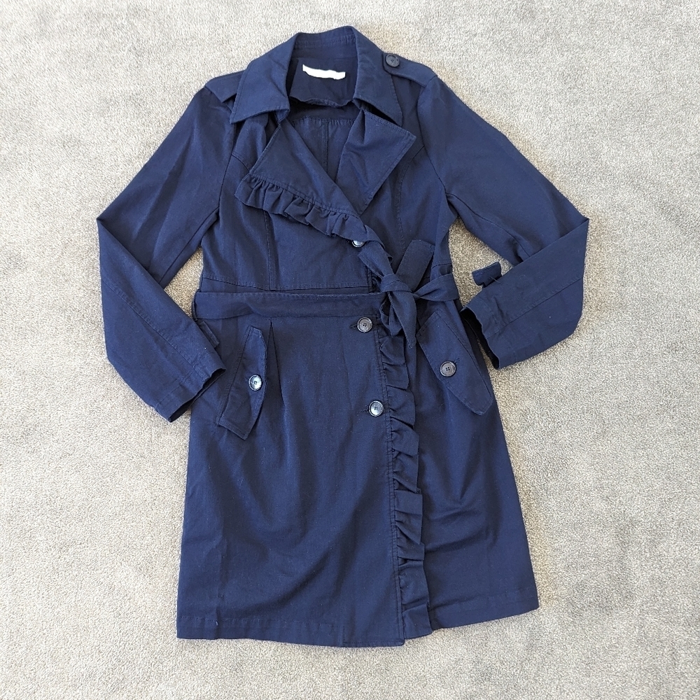 Lauren Vidal Women's Blue Trenchcoat Size Medium Cotton Made in France